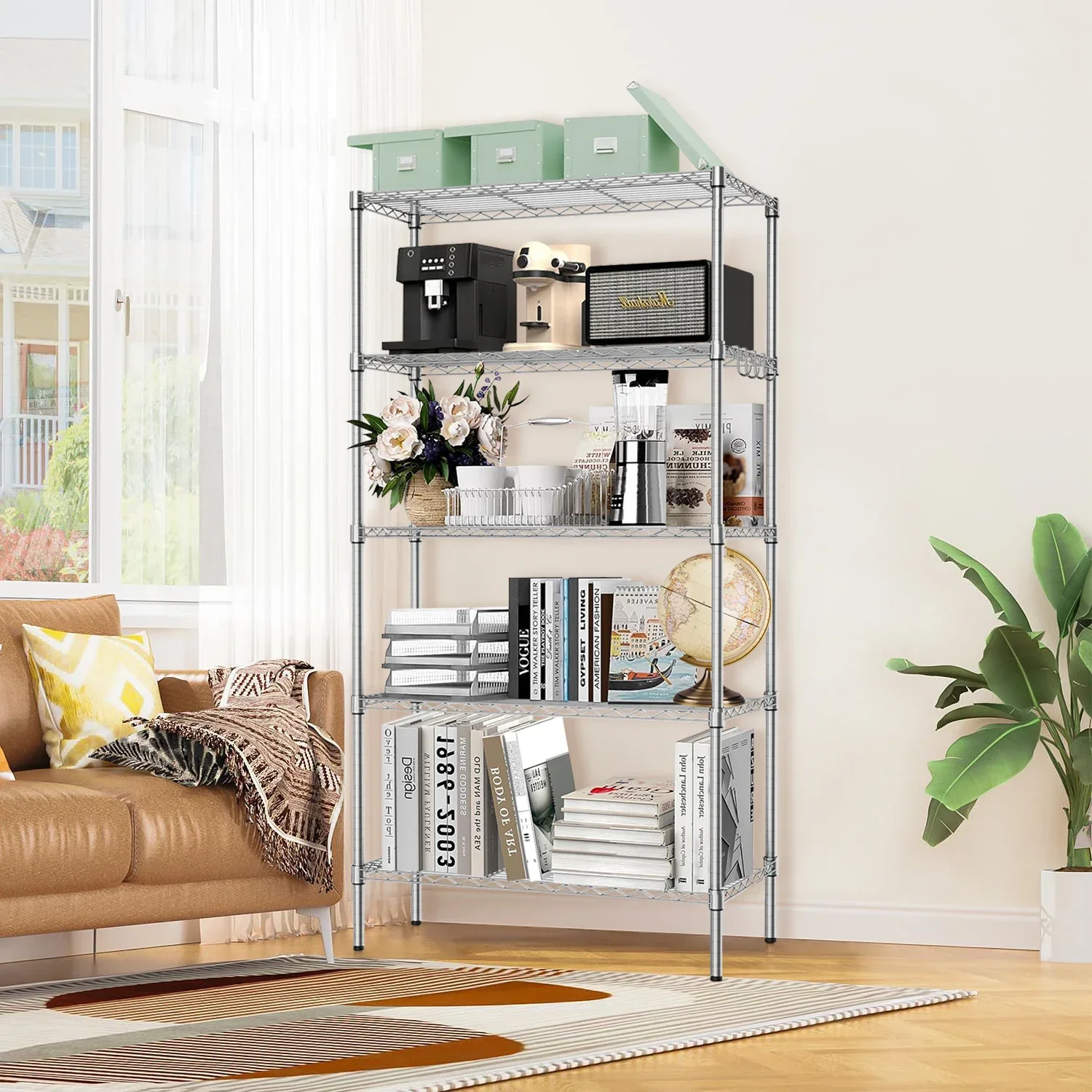 

Standing Storage Rack Shelving Unit Wire Shelf Metal Large Storage Shelves Heavy Duty Height Grade Steel Layer Shelf Rack A