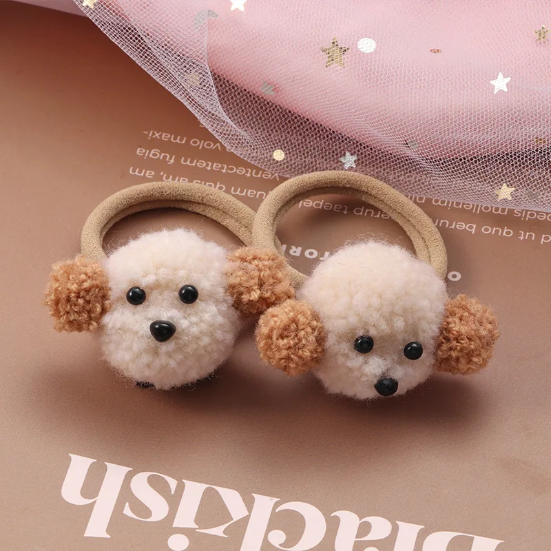 2-piece Set of Cute Rabbit Dog Hair Rings Fur Balls Rabbit Towel Rings Girl Sweet Ropes Princess Accessories Baby Headbands