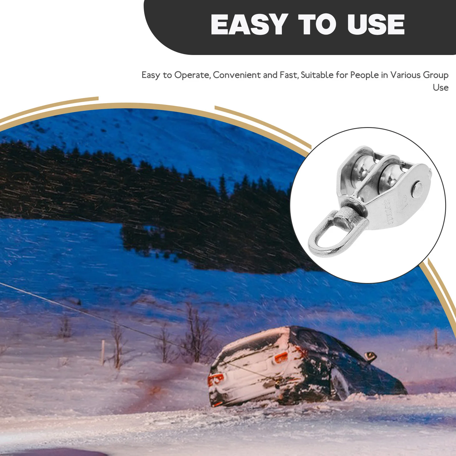 4Pcs Durable Stainless Steel Pulley Single Double Design Wire Rope Traction Lifting Tasks Compact Portable Double Fitness Pulley