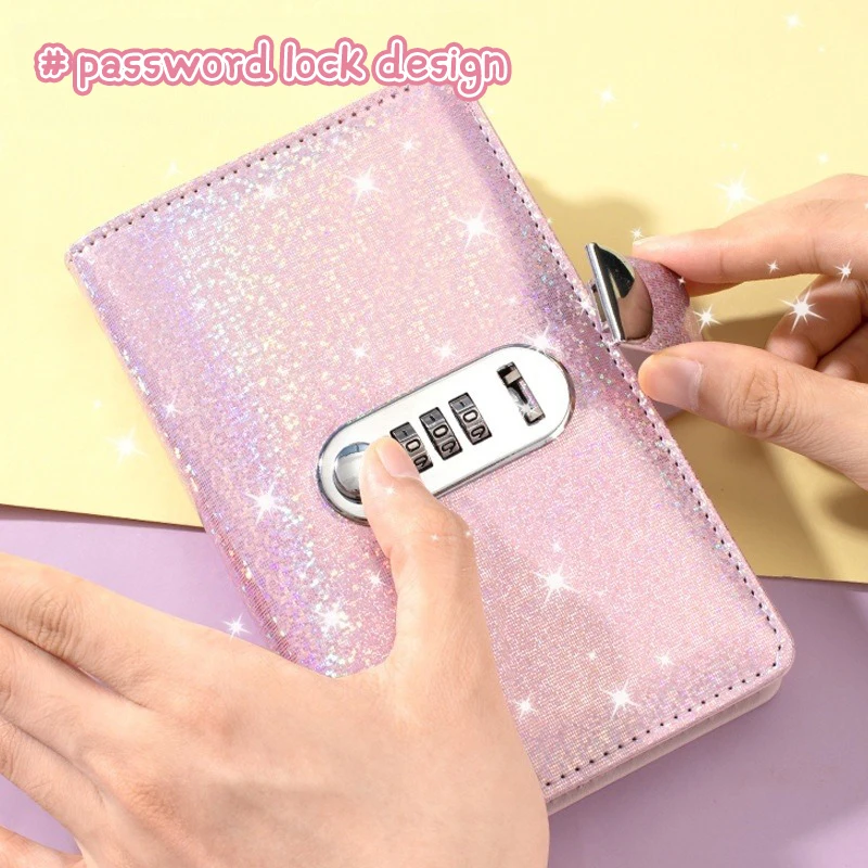 PU Leather 100 Envelopes Challenge Savings Binder Laser Cover With Password Lock Saving Money Notebook Reusable Financial Book