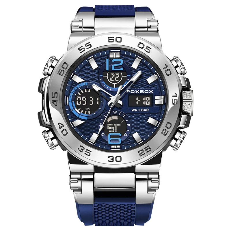 Foxbox relógio de negócios masculino moda mergulhador relógio marca superior luxo esporte à prova dwaterproof água militar cronógrafo relógio masculino + caixa
