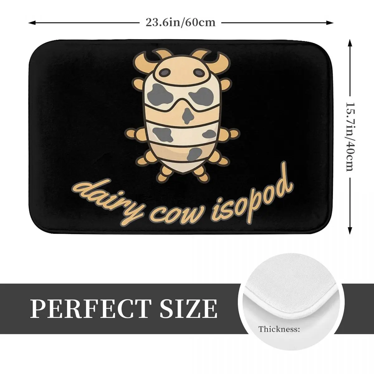 Dairy Cow Isopod Anti-slip Doormat Floor Mat Antiwear Carpet Rug for Kitchen Entrance Home Bedroom Footpad Mats