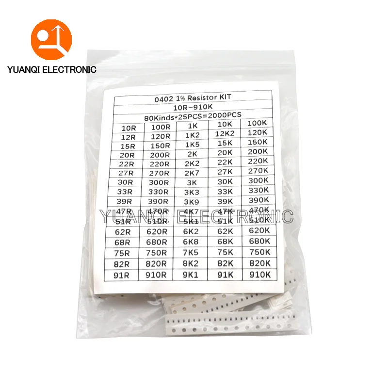 1% 0402 0603 0805 1206 SMD Chip Resistor Assorted Kit 10 ohm - 910K 80Values Resistance Sample set