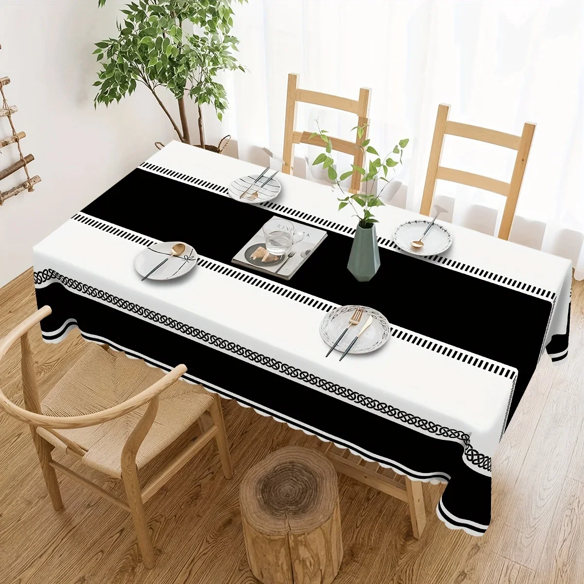 Black farmhouse checkered tablecloth, 1 pack, farmhouse decoration, high-end decorationxzj