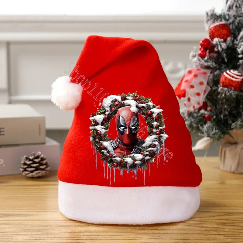 Deadpool & wolverine natal papai noel chapéus marvels festa de ano novo decoração para casa enfeites de natal filme personagem imprime decorações