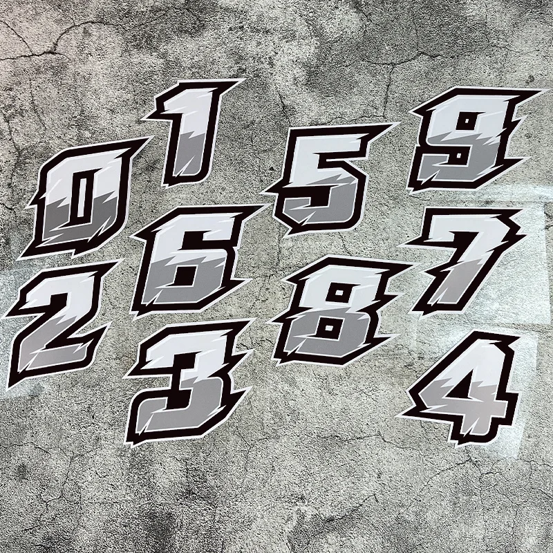 

2PCS/SET Racing Style Number 0-9 Waterproof Self-adhesive Vinyl Sticker for Car Motorcycle Helmet Laptop Decor