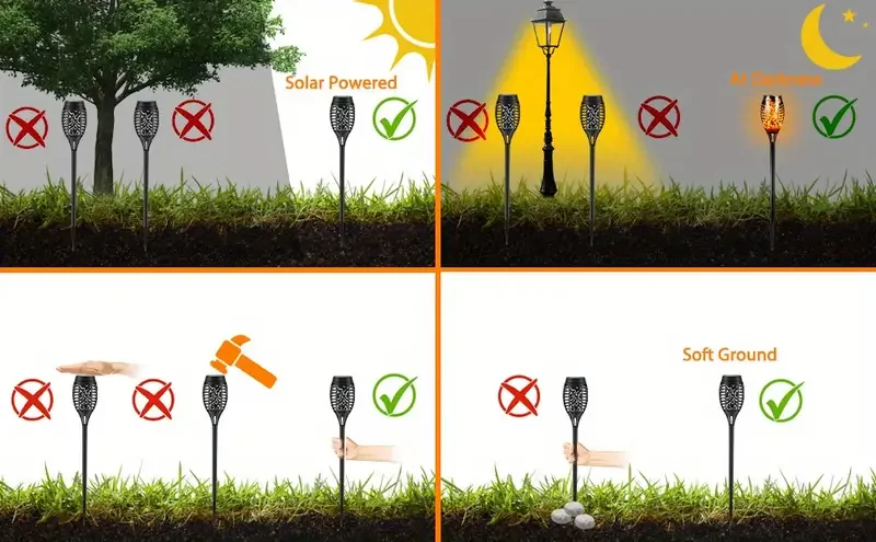 12LED ضوء اللهب الشمسي في الهواء الطلق ، مقاوم للماء 12 المصابيح المشاعل مصباح بعمود للخارجية فناء حديقة ساحة ، زينة الهالوين #4