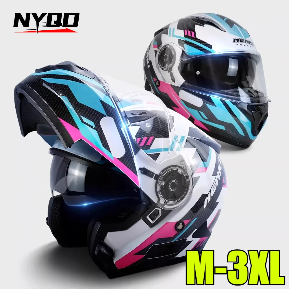 

Мотоциклетный шлем NENKI для мужчин и женщин, с двойными съемными линзами, полнолицевой, для езды в любое время года, с сертификацией ECE