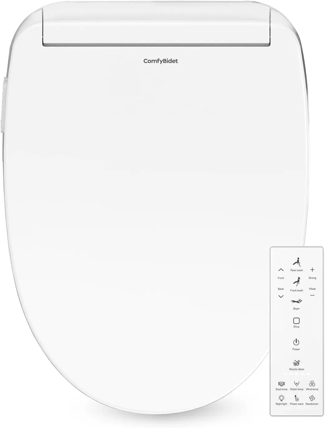 Bidet Seat with Wireless Remote, Endless Warm Water and Air Dryer, Multiple Wash Modes, Deodorizer, Adjustable