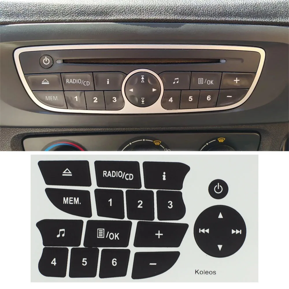 Car Button Repair Stickers CD Radio Audio Button Repair Decals Stickers For Twingo For Renault Clio and Megane