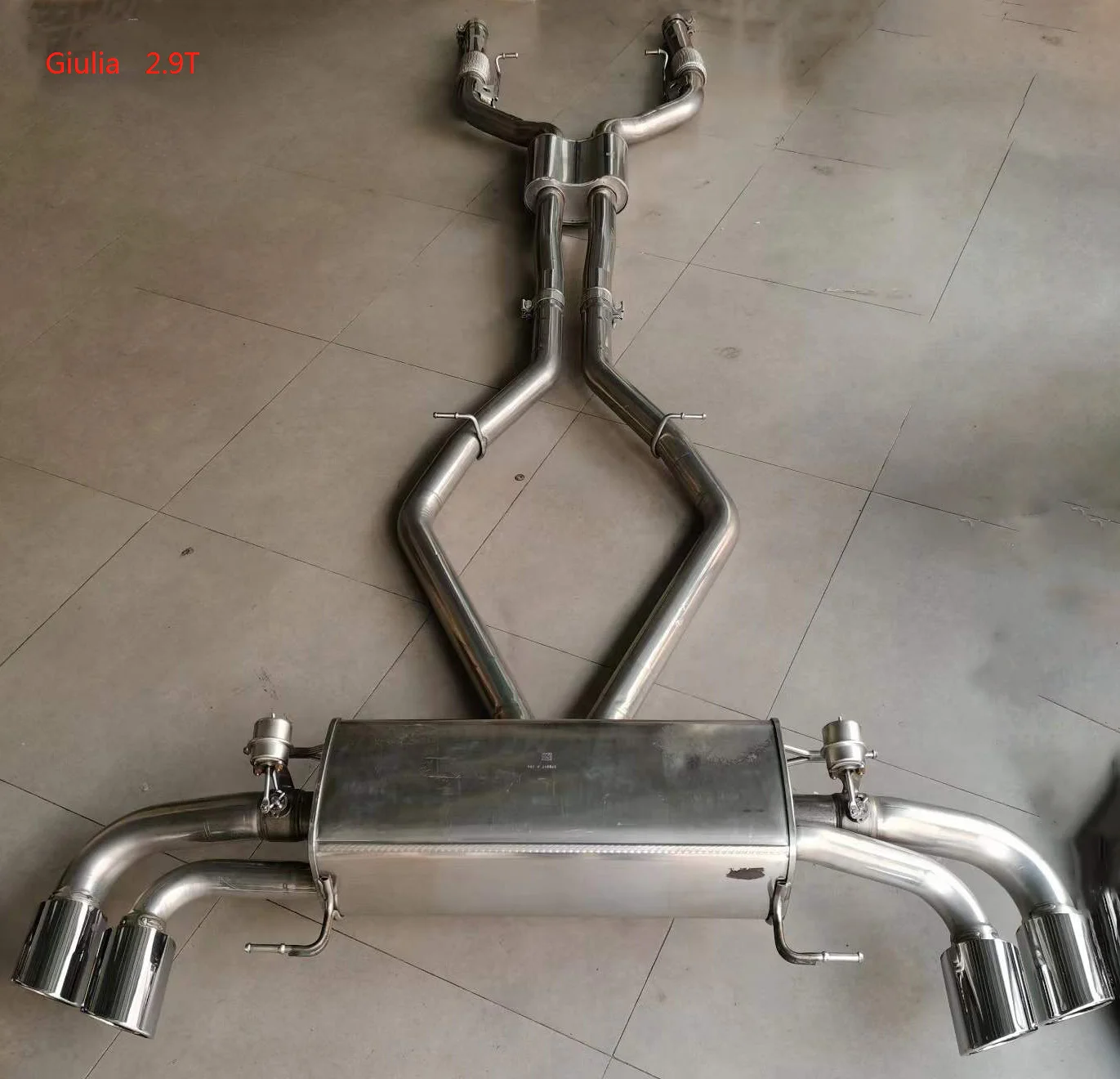 304SS Exhaust Catback For Alfa Romeo Giulia 2.9T Valved Exhaust System With Quad Tips