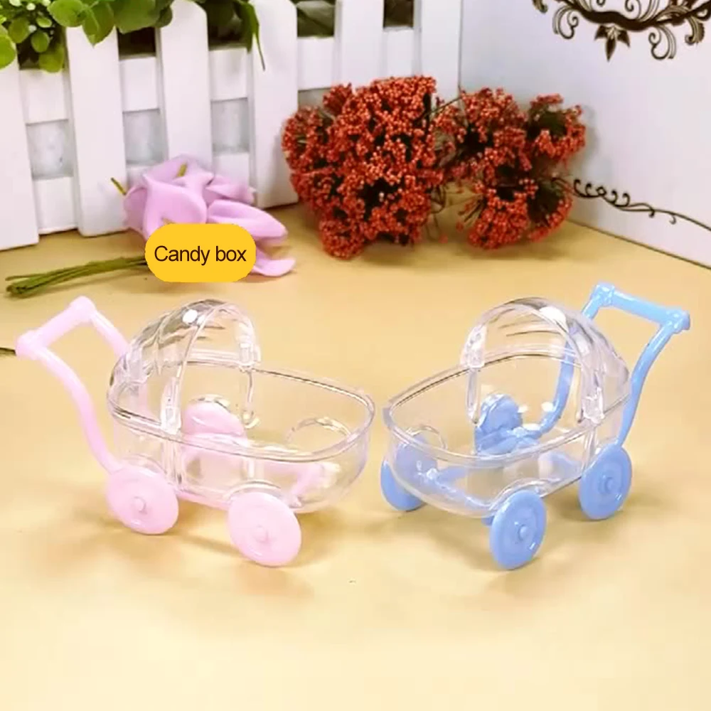 Transparent plastic gift box for baby stroller, 6pcs, mini box for baby shower, birthday party decoration