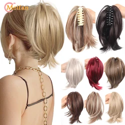 Meifan synthetische gerade Klaue Clip Chignon flauschigen Donut chaotisch Haar Brötchen Clip in Haars chwanz Verlängerungen natürliche Haar teile für Frauen