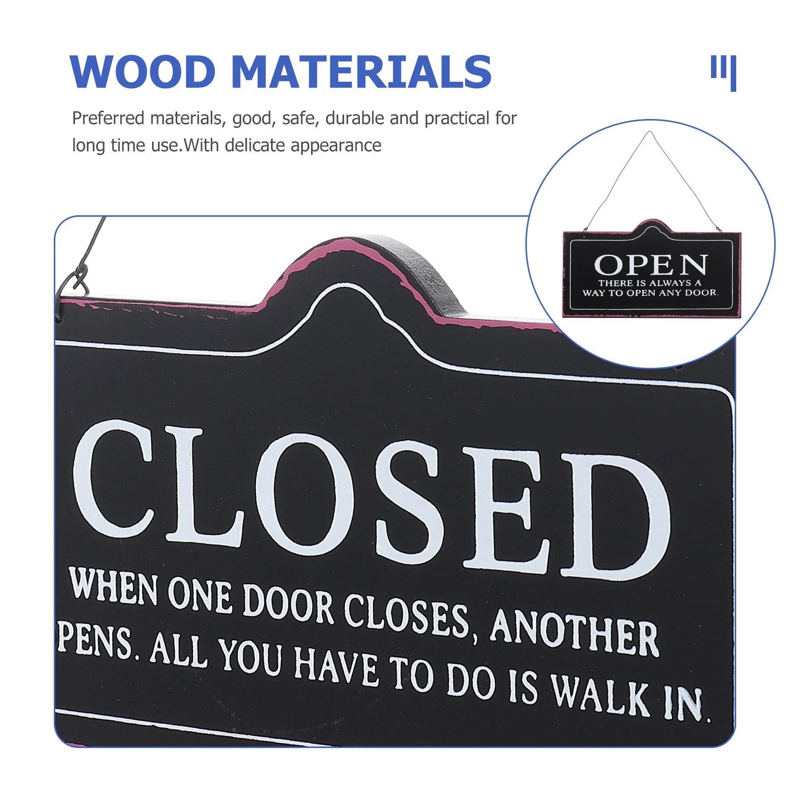 

Retro Door Sign Wear-Resistant Wooden Open Closed Sign Decorative Shop Supply Store Accessories Hanging Door Decor