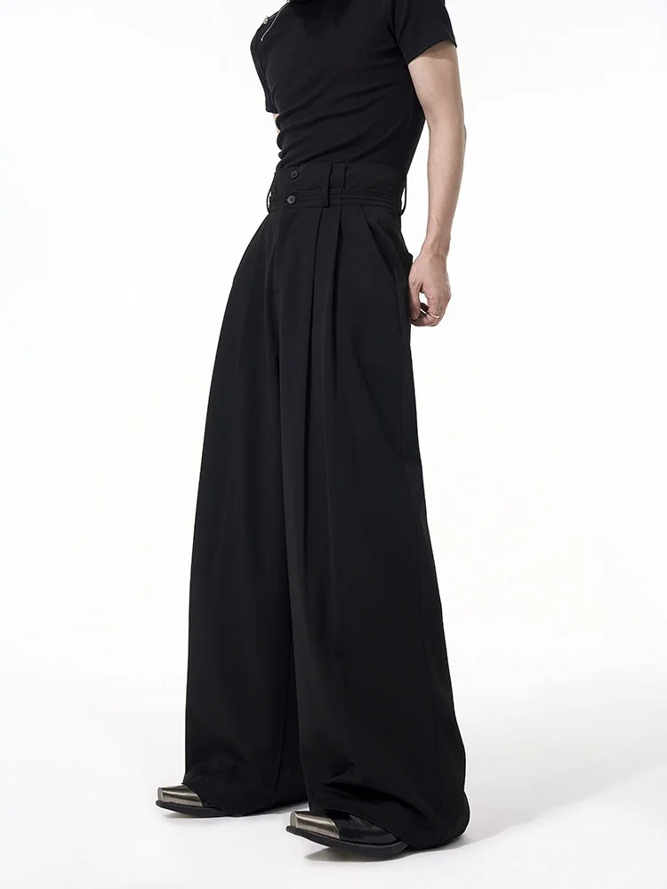 

Bla Ice Silk Drapey Wide Leg Men's West Pants Spring Summer Straight Cut Casual Trousers Youthful Dync Sle Polyester C...