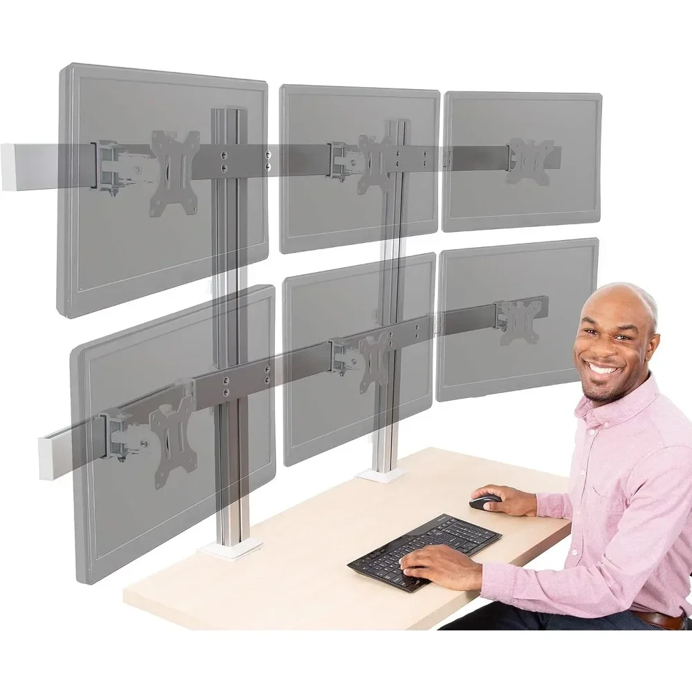 

Good Hot Sale.6 Monitor Mount Desk Setup - Heavy-Duty Height Adjustable Monitor Stand, Swivel Arm with Clamp-On Base, 6 Screen V