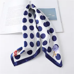 2024 Korean Fashion Dot Butterfly 60x60cm Square Scarf Silk Chiffon Girl Kerchief Wristband Luxury Bandana Women Headscarf Hijab