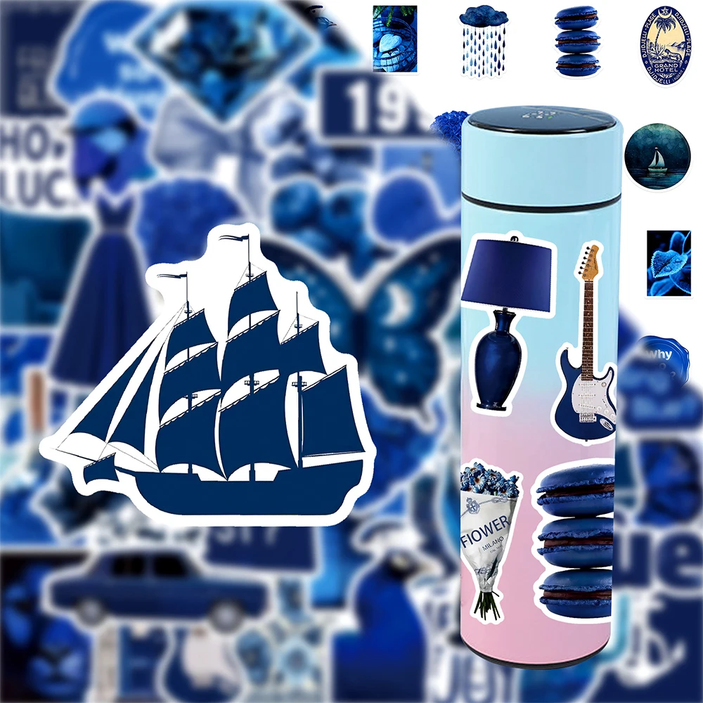 

10/30/50pcs Vintage Blue INS Style Graffiti Stickers Cartoon Waterproof Graffiti Suitcase Guitar Luggage Aesthetic Cool Sticker