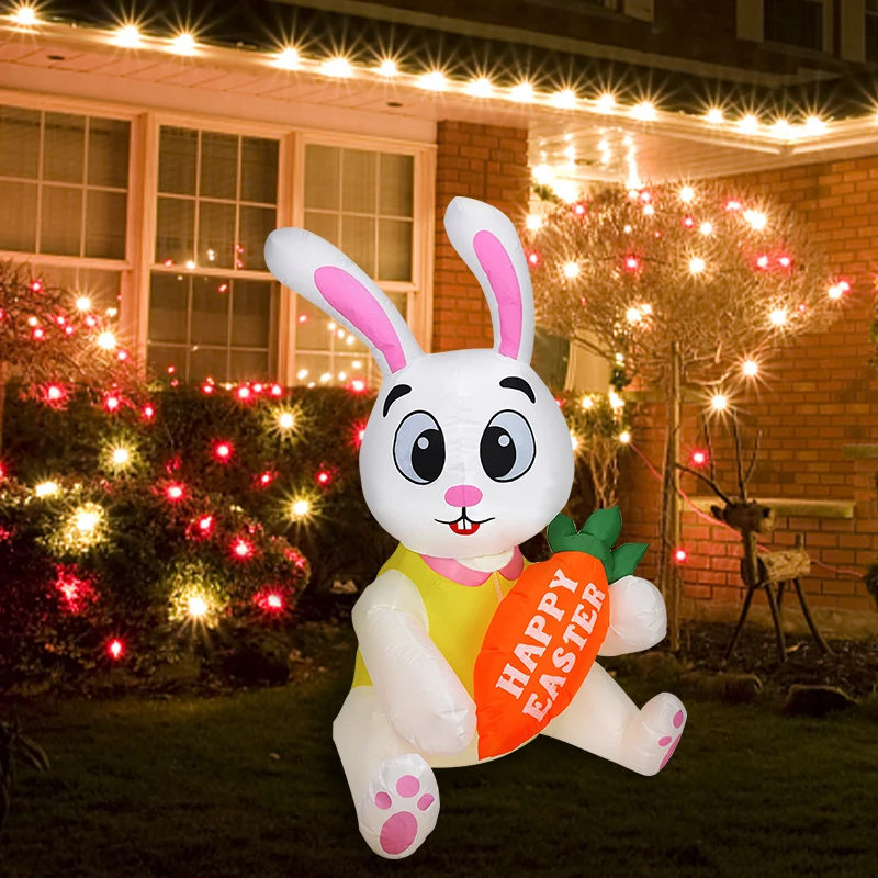 

Happy Easter Decor 1.2M LED Lighted Rabbit Cute Bunny Ornament Garden Home Outdoor Inflatable Toys Giant Easter Decoration