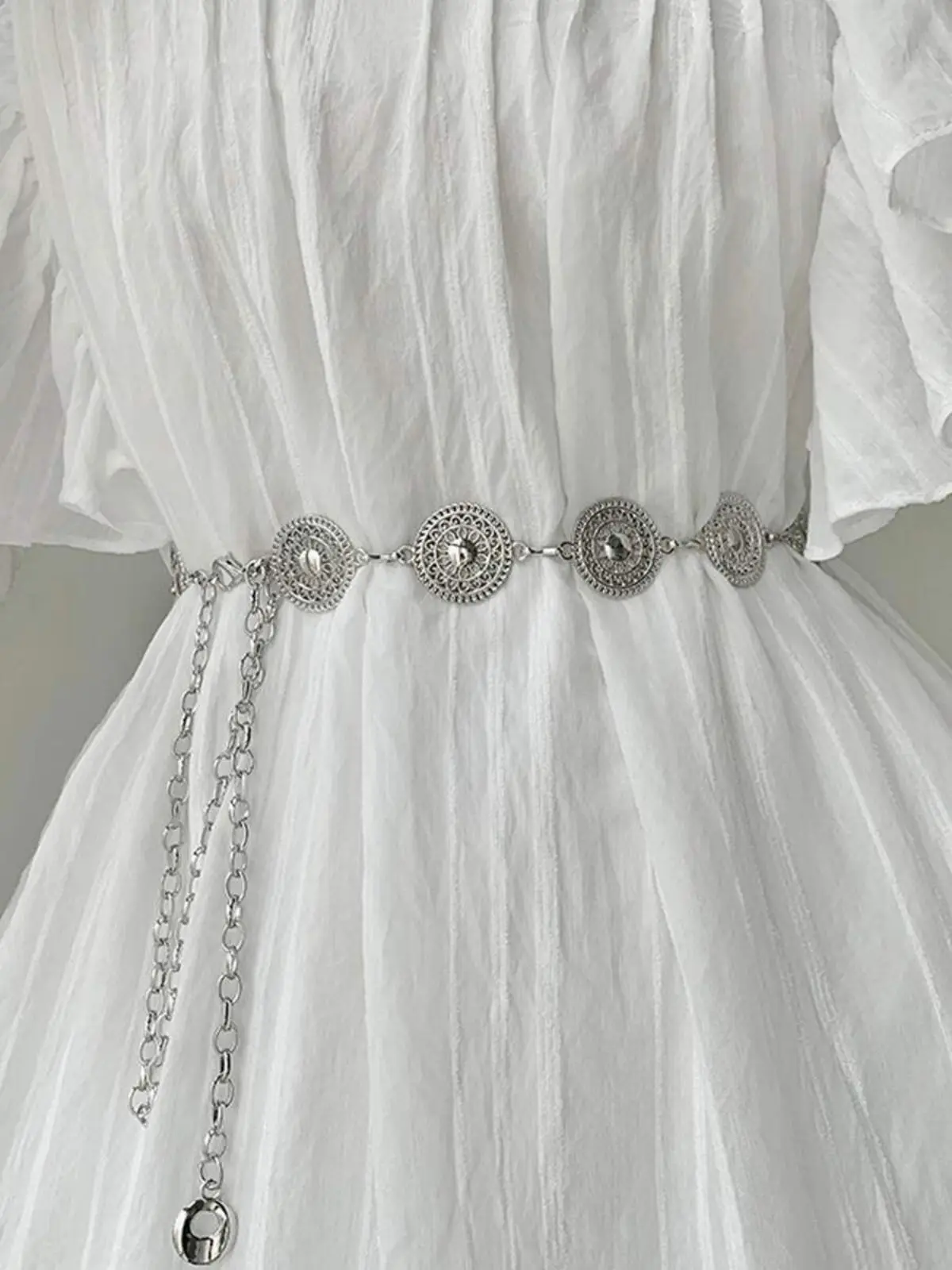 Damski łańcuszek w talii w kształcie koła w stylu steampunk dla kobiet, designerski pasek ze stopu do sukienki, elegancki i modny Boho — zdjęcie 7