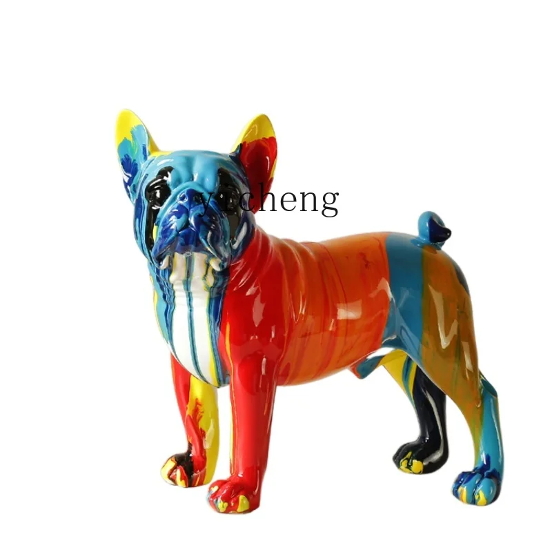 

ZC Modern Hallway Wine Cabinet Home Decoration Creative Splash-Color Dog Pug Housewarming Decoration