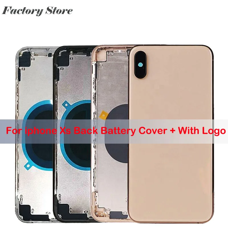 Rear Back Housing cover For iPhone Xs XS xs Battery Cover Rear Door with Chassis Frame + SIM Tray + Side Key Parts