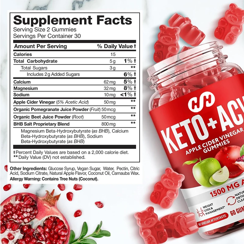 

Contains Apple Cider Ketone Supplement, Suitable for Both Men and Women, American Made KETO+ACV 60 Gummies