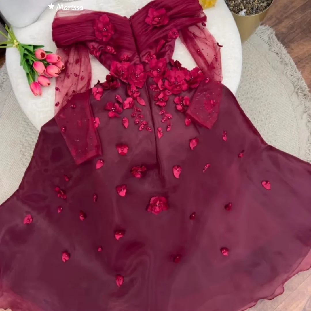Marissa vestidos de noite mulher elegante vestidos para ocasiões especiais linha uma feita sob encomenda 3d flores tule ombros expostos