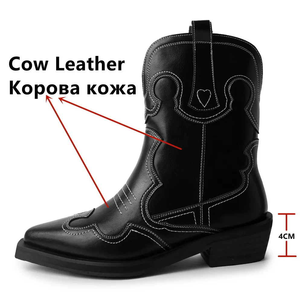 FEDONAS Retro Western damskie krótkie buty prawdziwa skóra buty wysokiej jakości kobieta moda szycie Casual biuro pani jesień zima