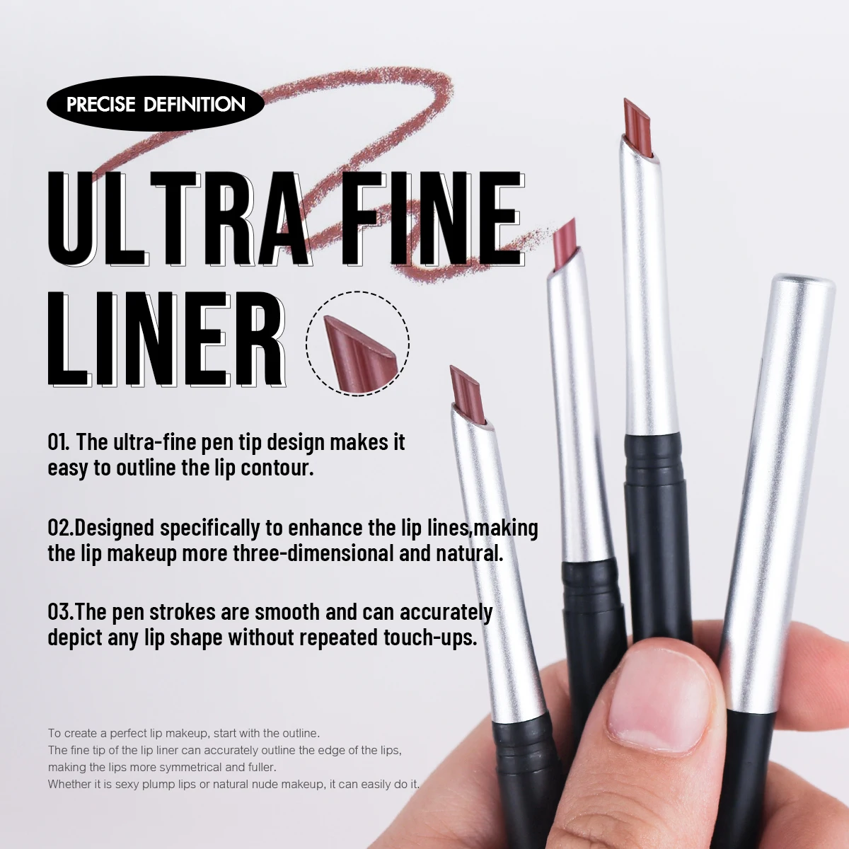 24-Color Matte Lip Liner, Long-Lasting & Natural Effect Pencil, for All Skin Types, Non-stick Cup Lip Makeup