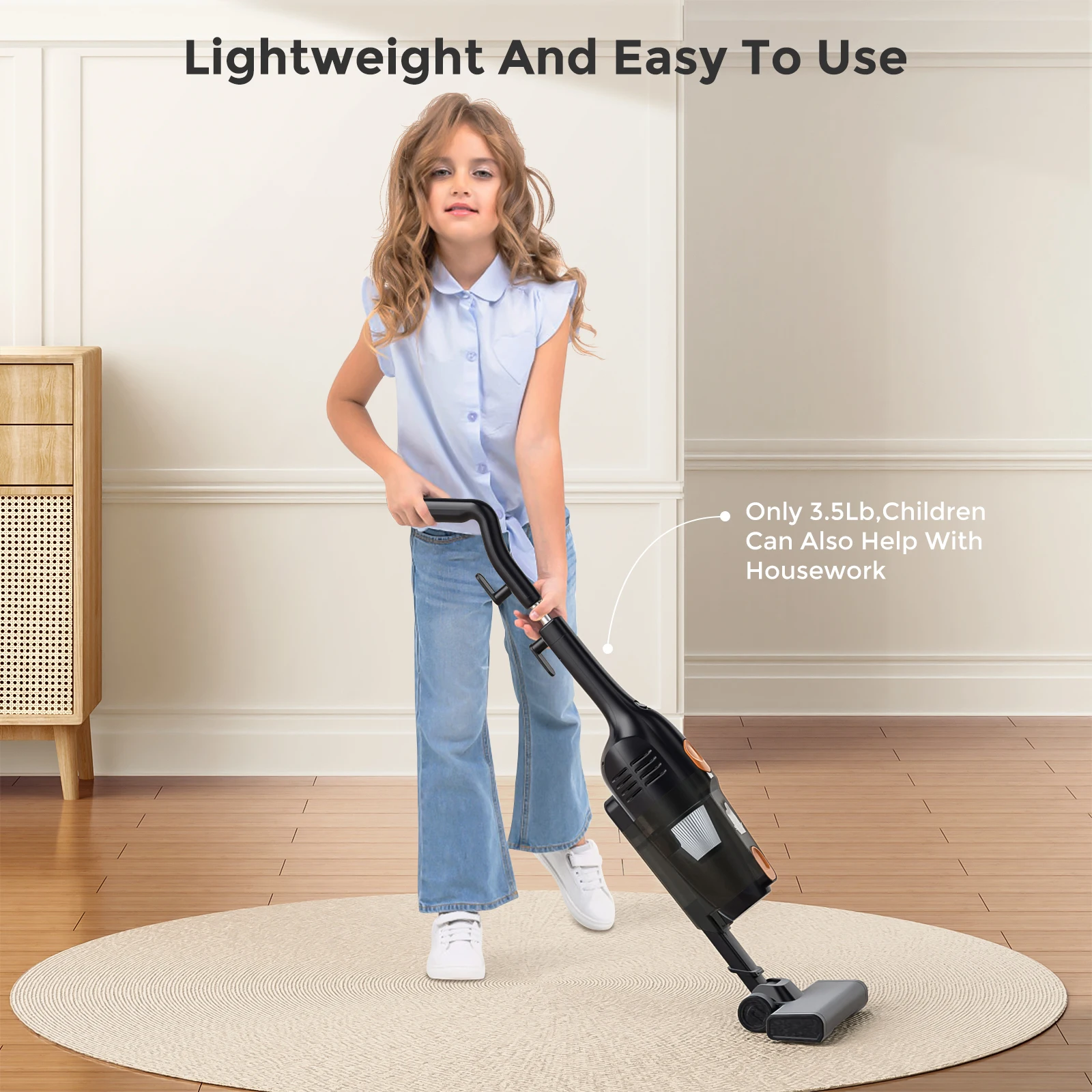 Sejoy 110/220v Corded Vacuum Cleaners 15Kpa Powerful Suction 600W Motor Stick Handheld Vacuum Cleaner for Home Pet Hair Carpet