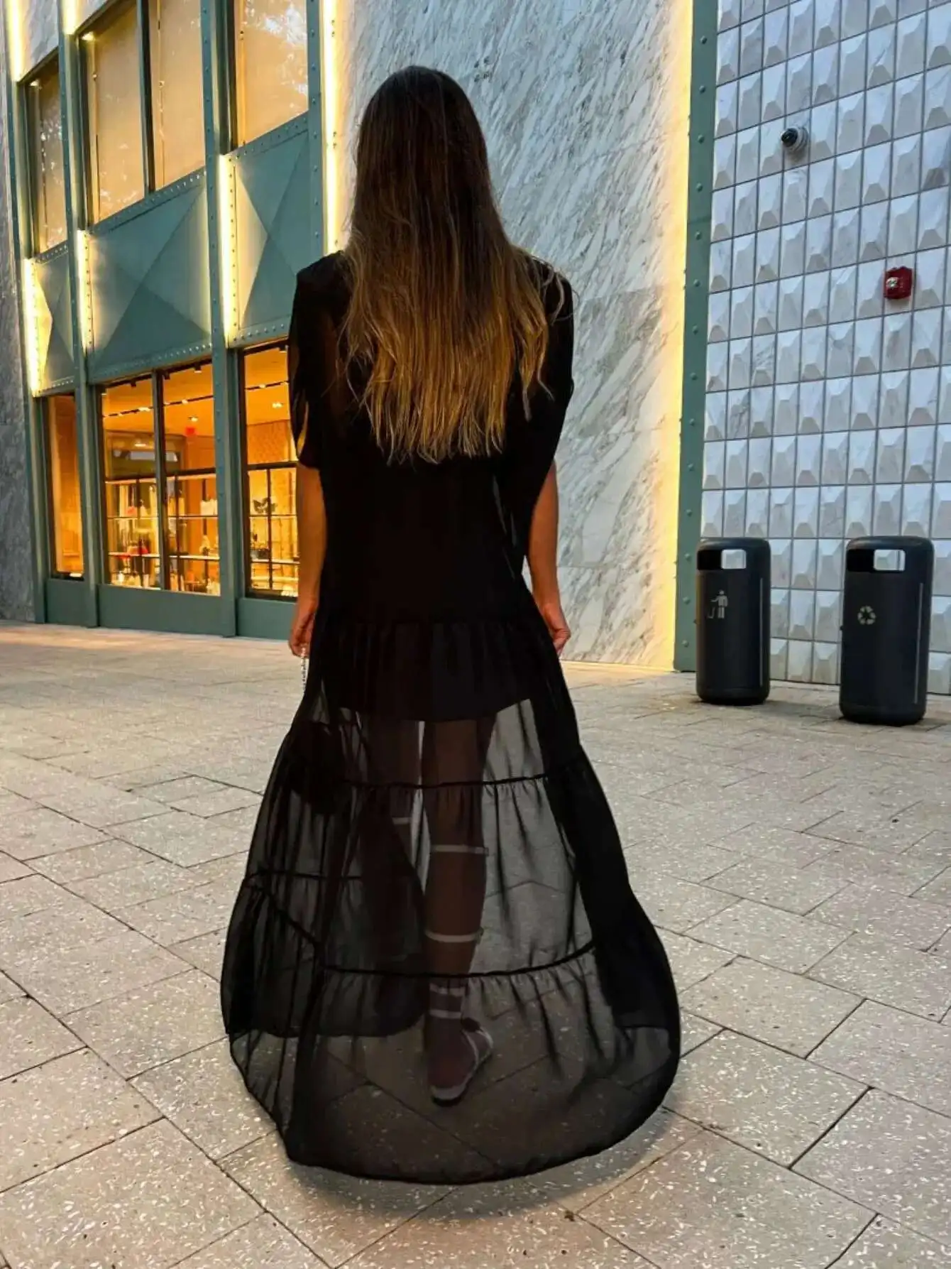 Sexy Short Sleeve Shadow Cap Dress Women Summer Semi-Sheer Party Dresses Elegant Slim Maxi Vestidos Holiday Beach Robe