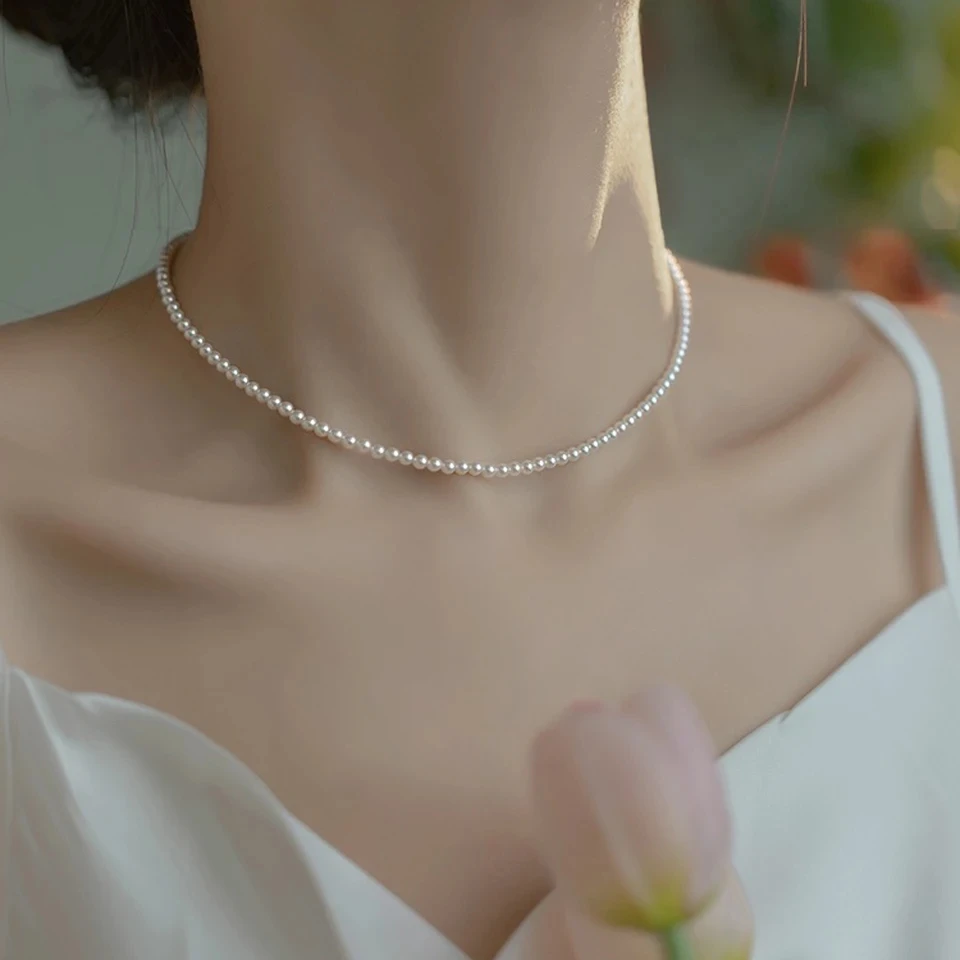 2/3MM wykwintny naszyjnik z pereł dla kobiet biżuteria na szyi perłowy koralik Choker tanie przedmioty z bezpłatną wysyłką Party prezent