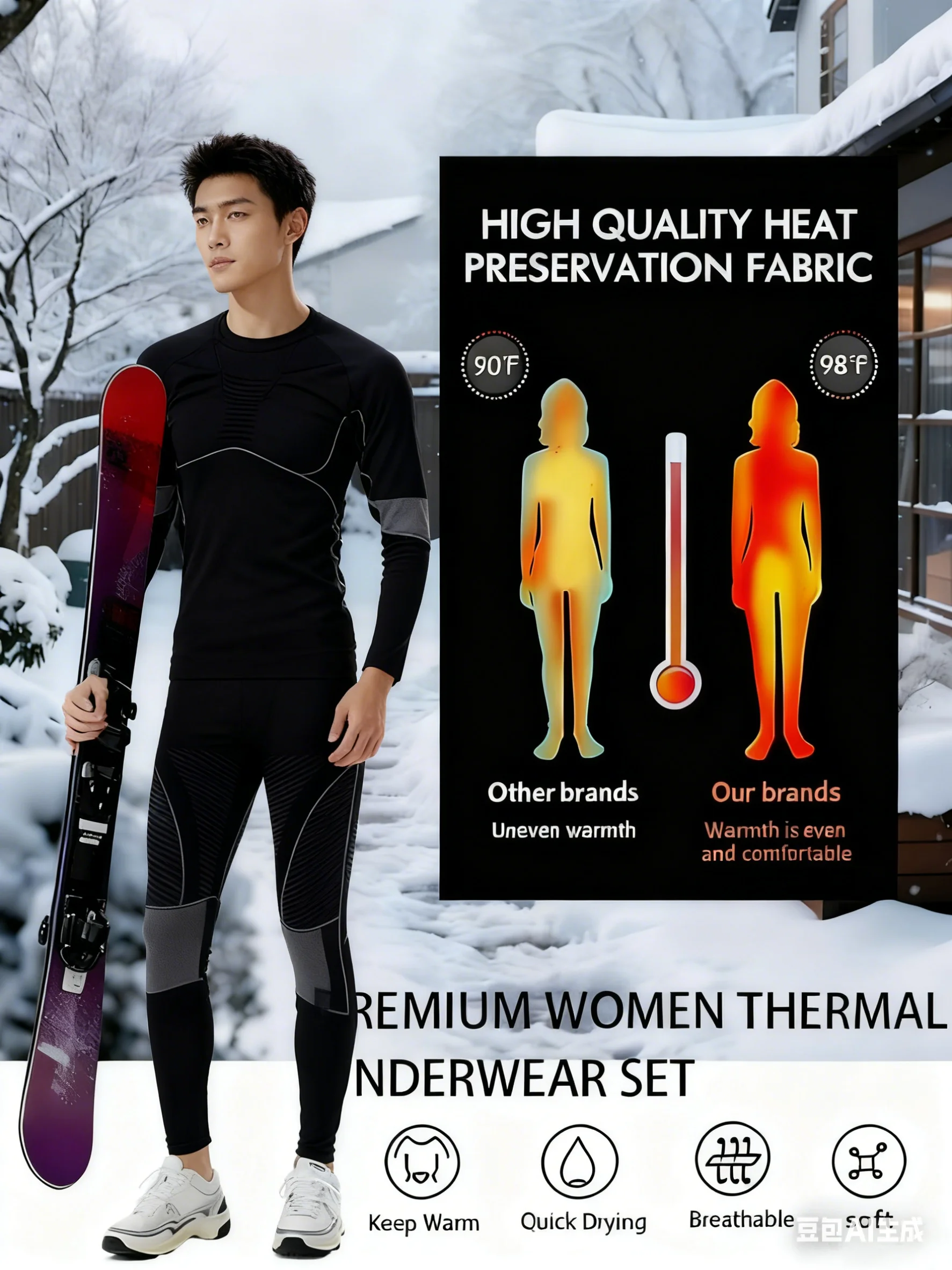 Intimo termico da uomo Set top e fondo a maniche lunghe con strato base e mutandoni lunghi