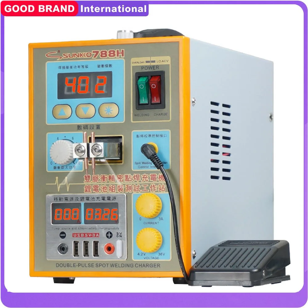 SUNKKO 788H-USB Spot Welder Multifunction Pulse Spot Welding Machine 18650 Battery Packs Welding Lithium Battery Charging Test