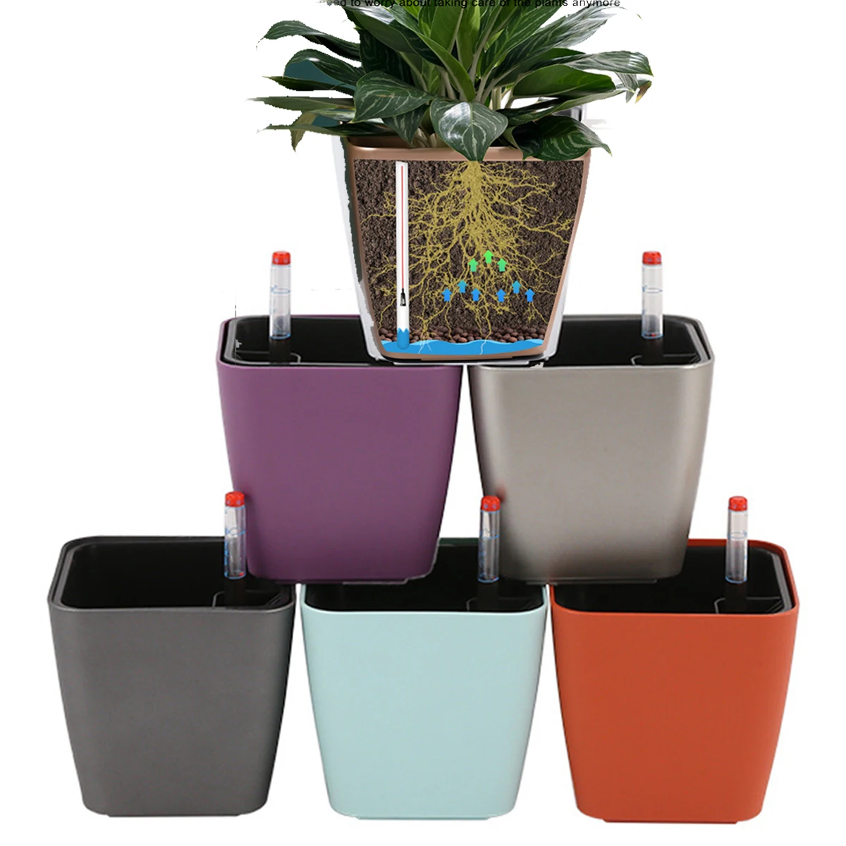 New Plant Pot Self Watering Lazy Flower Pot Automatic Planter Automatic Water-Absorbing Flowerpot With Water Level Device