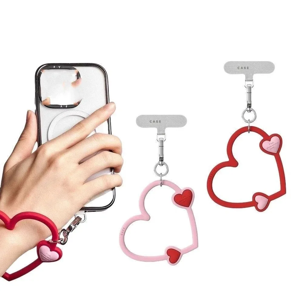 Cordão grande de coração para celular em torno da mão com junta, pulseira de silicone para presente de anime, pulseira anti-perda para celular