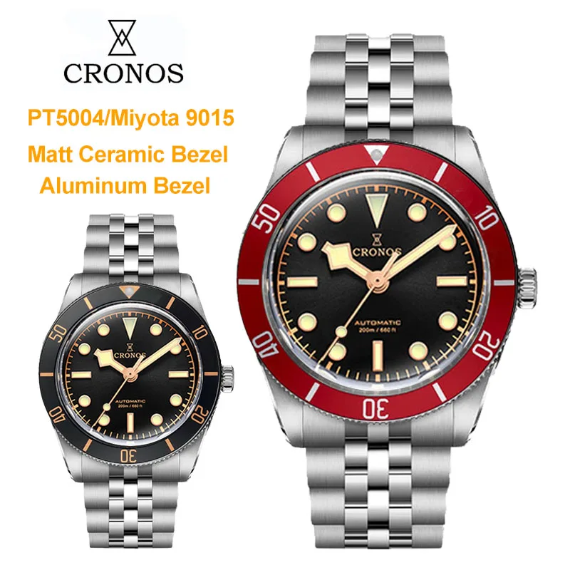 Cronos L6052M L6053M Mechanical Watch PT5004/Miyota 9015 Automatic Movement New 39mm BB54 Sapphire Crystal 10Bar Vintage Watch