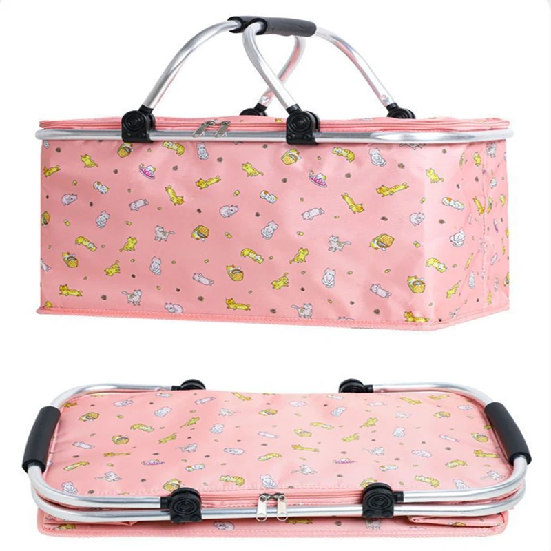 

Camping Picnic Basket Waterproof Foil Folding Insulated Cooler Cooler Bag Lunch Box Basket Food Carrier for Outdoor Picnic
