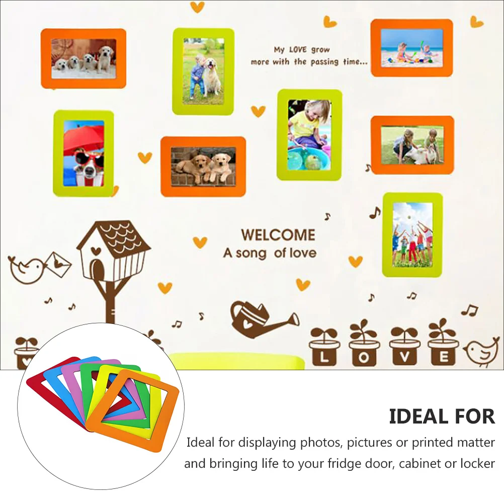 

6 Pcs Photo Frame Stickers Refrigerator Holder Picture Nail Free Colorful Decor