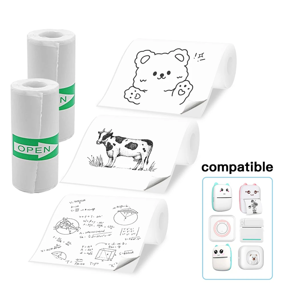 5/10/20 Rolls Mini Self-Adhesive Printer Sticker Paper for Photo Checklist Notes Refill Pocket Photo Printing Label 57*25MM
