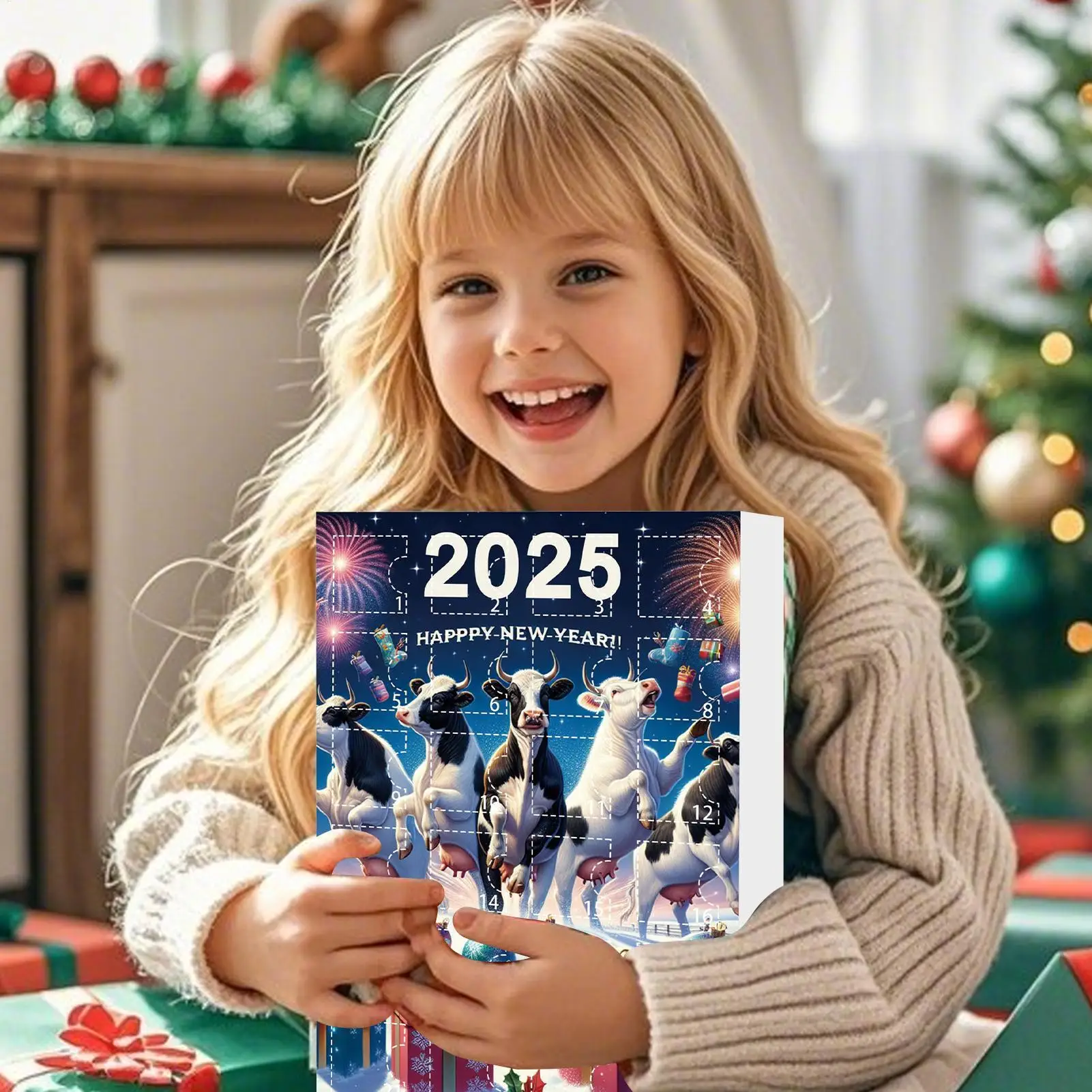 

Christmas Countdown Calendar Cute Calendars With 24 Cow Figures Toys Cartoon Ornament Toy Festive Decor For Holiday Kids