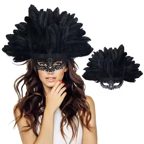 Novelty Feather Masquerade Mask Fashion Lightweight Halloween Mask Funny Personality Cosplay Mask Stage Performance