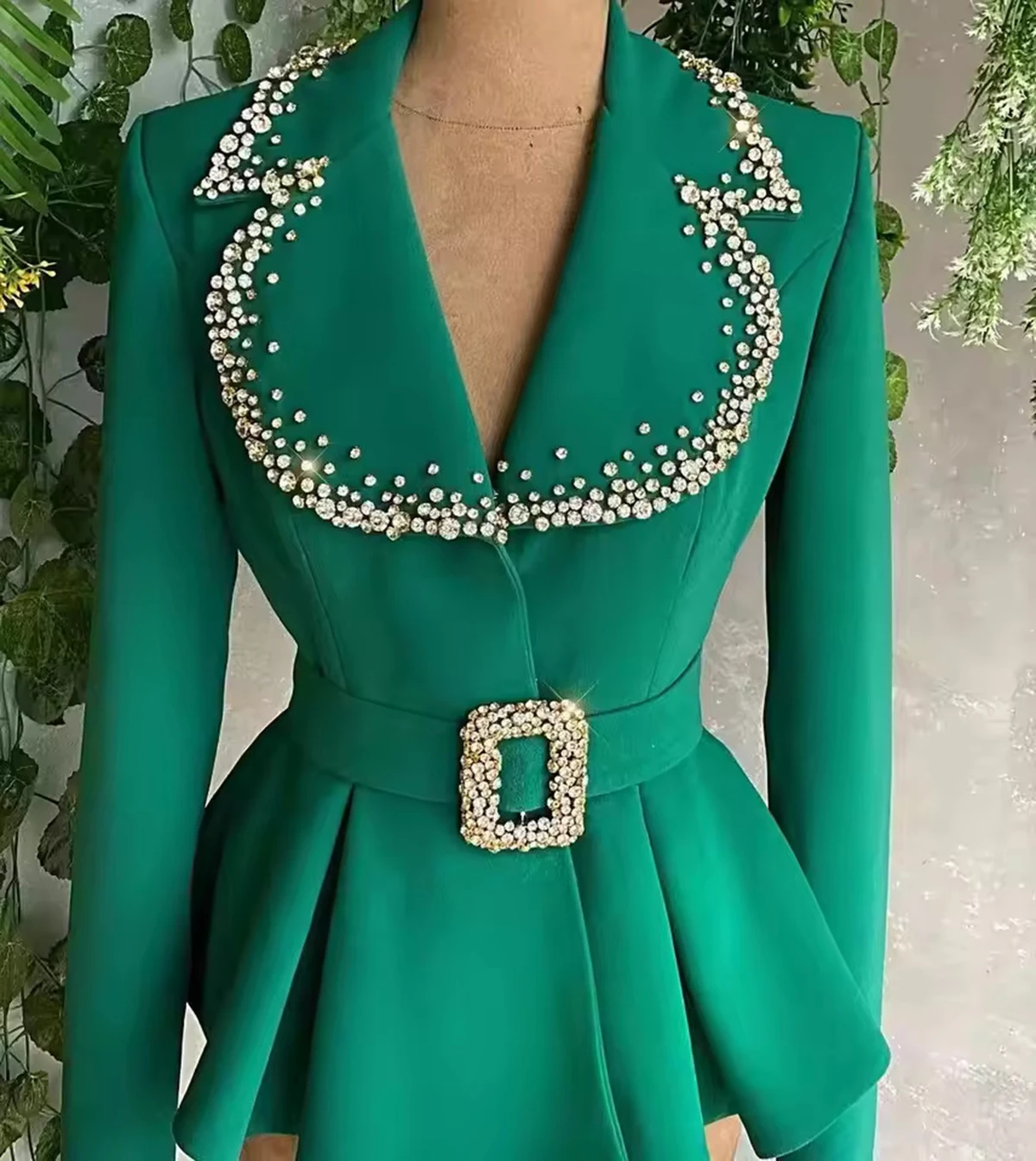 Vintage vrouwen rok past 2-delig kristal getailleerde blazer en schede rok aangepaste bruiloft gast kostuums feestavond outfit