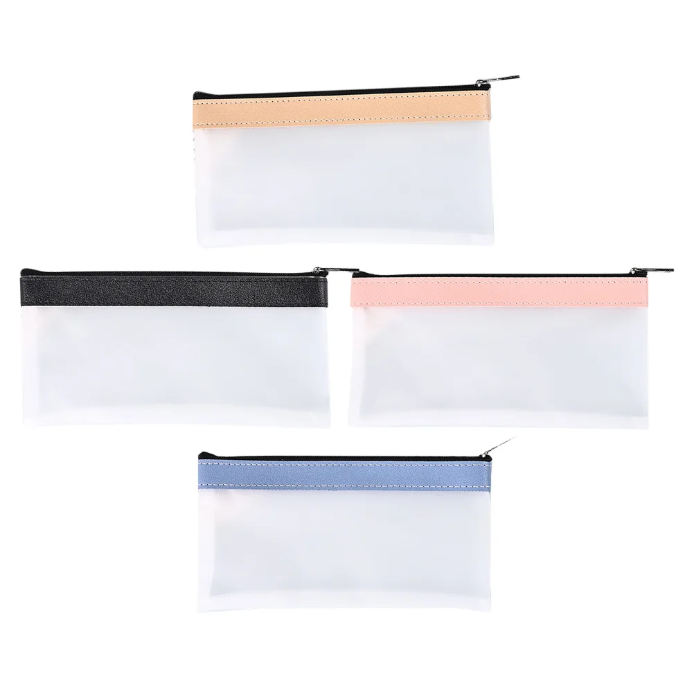 

4pcs Clear Pvc Transparent Coin Purse Money Organizer Zipper Pouch Cash Storage Bag For Bills Coins Keys Pens Pencil Holder File