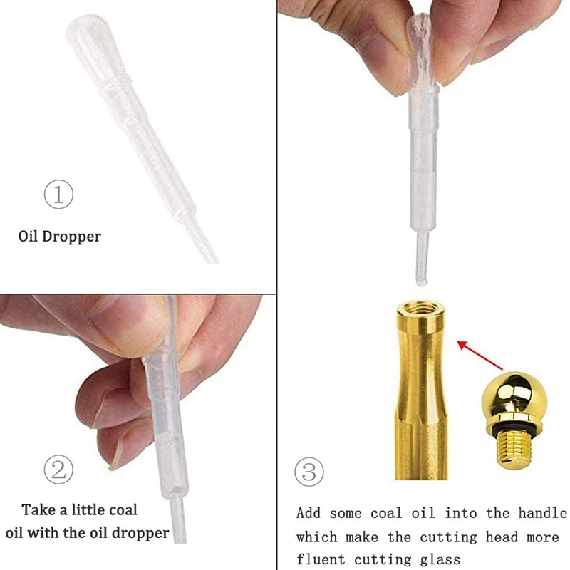 Glass Cutter Tool 2-19mm Automatic Oiling Professional Cutter for Thick Glass and Ceramic Tile Pencil Shape and Design