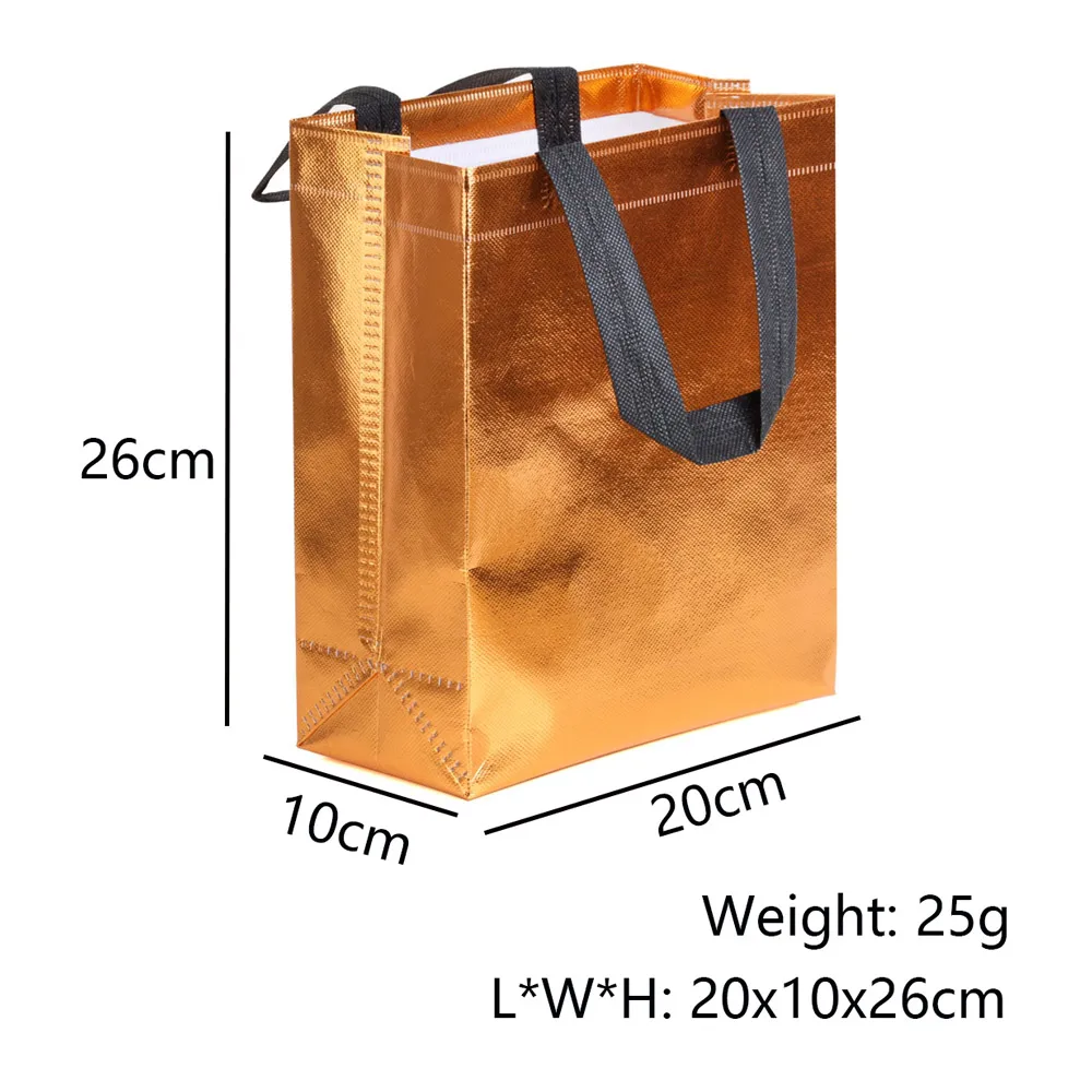 2/5/10Pcs Shiny Gift Bag Non-woven Handbag Colorful Reusable Environmental Protection Business Wholesale Gift Bag