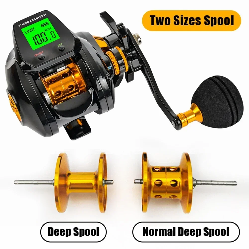 

Fish Bite Fishing Reels Accurate Alarm Display Counting Baitcasting Rechargeable 7.2:1 Large Line Counter Reel With Digital