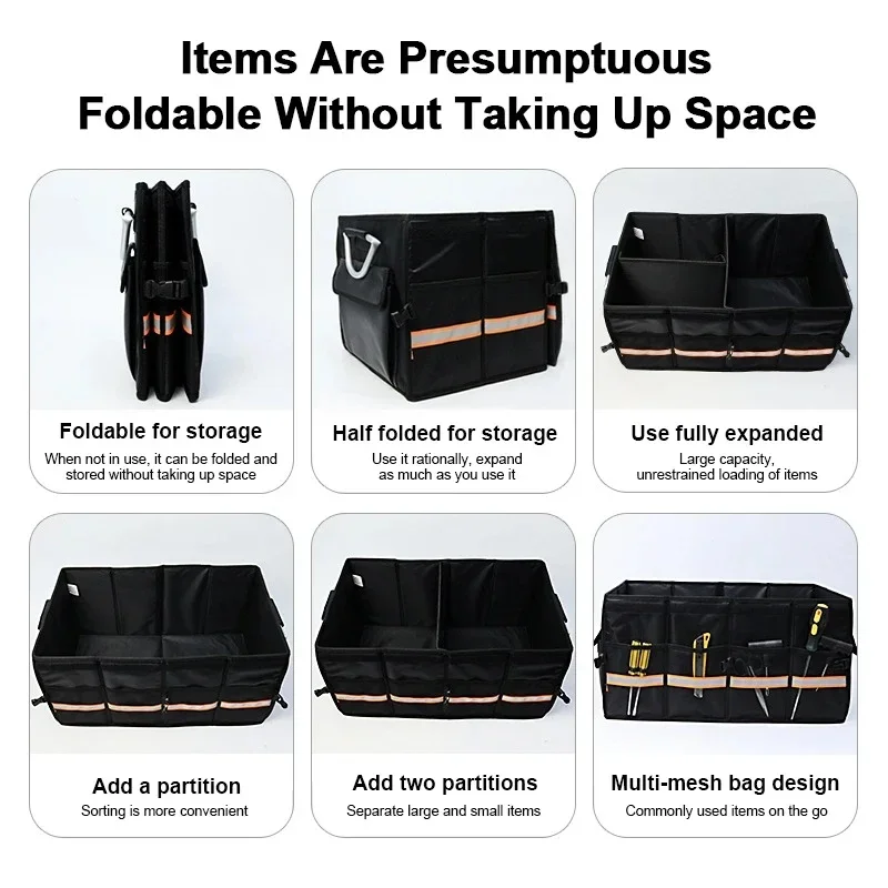 Multipurpose Portable Folding Trunk Storage Box Smart Organizer for Trucks SUVs Flexible Workspaces - Home Garden Office