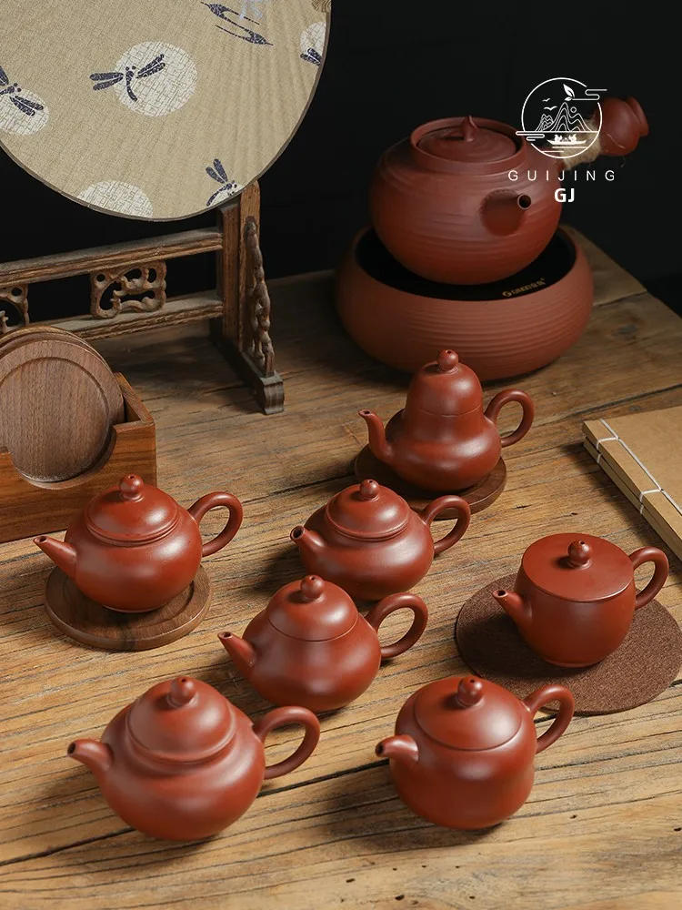 

Handmade Red Clay Tea Pot Gongfu Tea Brewing Pot Single Pot Purple Sand Clay Hand Pulled xing Teapot Traditional Chinese Sle